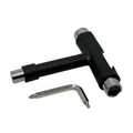 Black multi-tool with additional bits on a white background